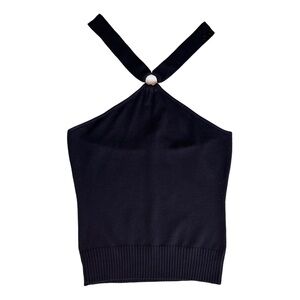 New York & Company Women's Halter Ring Black Tank Top XS